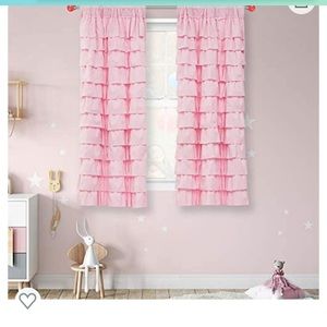Pink ruffle/layer curtains, 4 panels